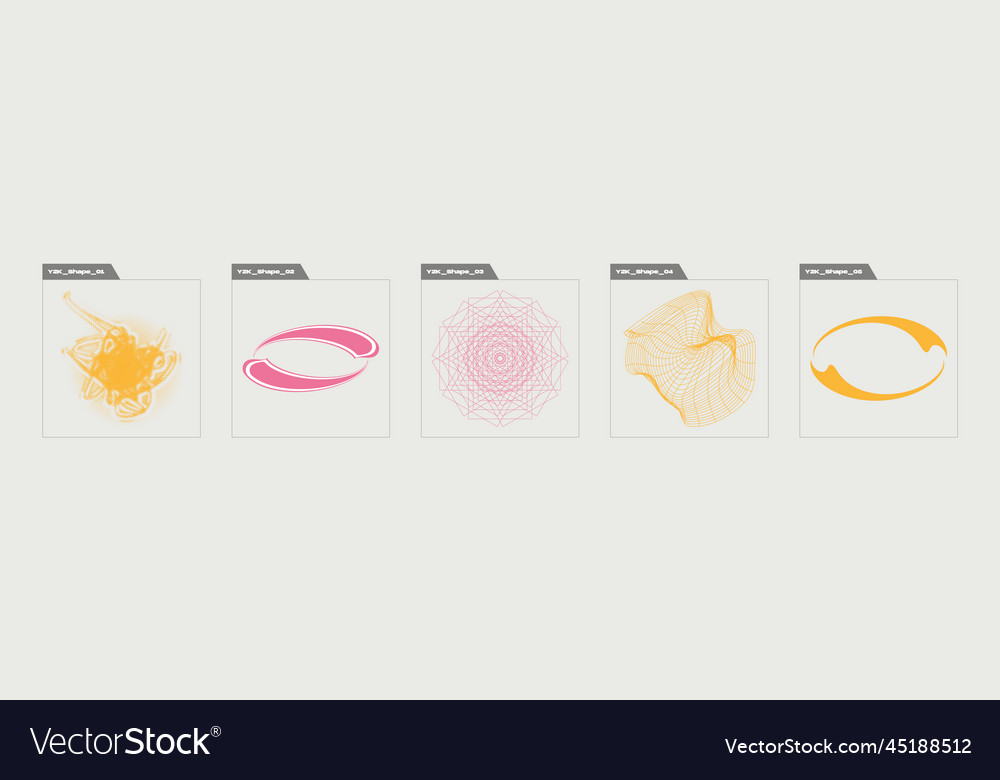 Set of y2k style objects brutalism vector image Set of y2k style objects brutalism