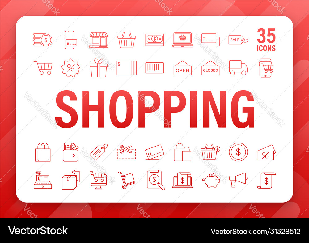 Shopping set icon for web design e commerce Vector Image