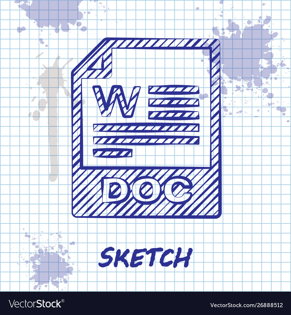 Sketch line doc file document download button vector image Sketch line doc file document download button