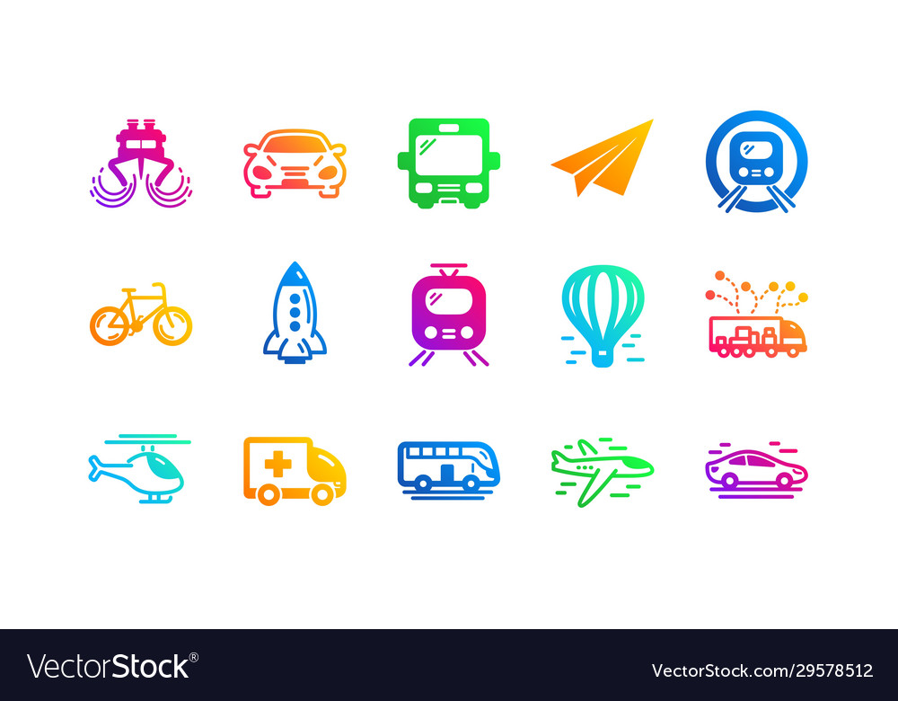 Transport icons taxi helicopter and train