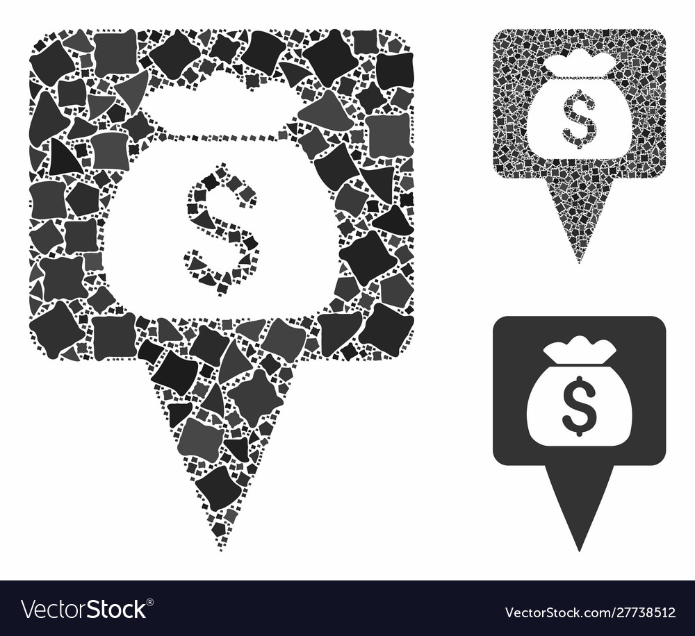 Treasure map pointer mosaic icon inequal items vector image Treasure map pointer mosaic icon inequal items