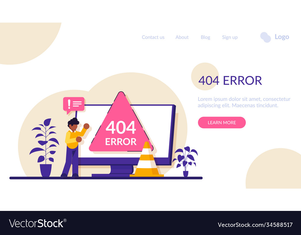 404 error page concept website interface ui vector image 404 error page concept website interface ui
