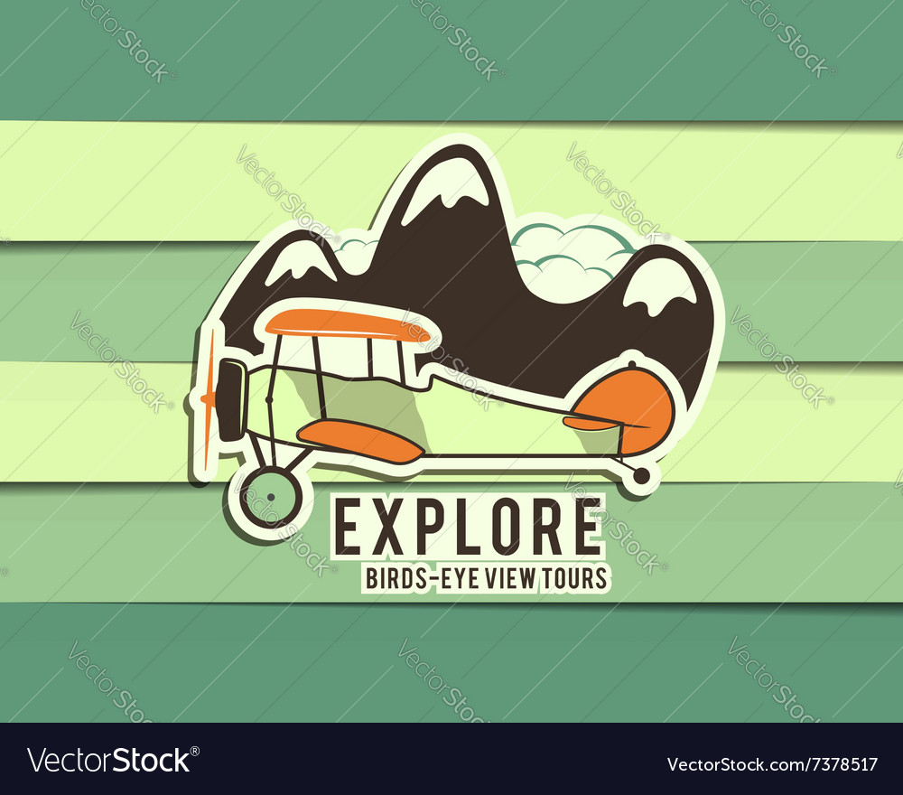 Airplane emblem biplane label retro plane badges