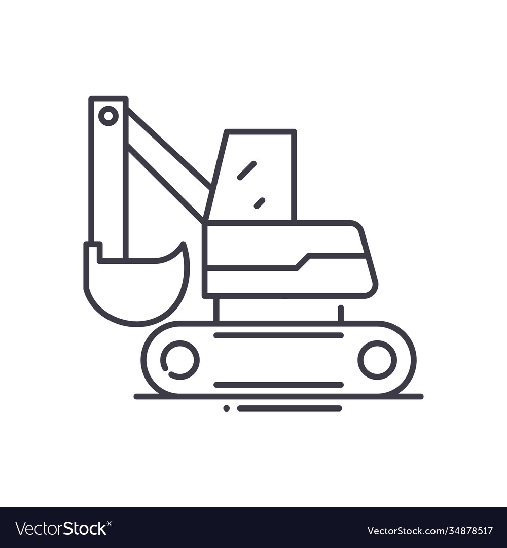 Backhoe Bagger-Symbol linear isoliert