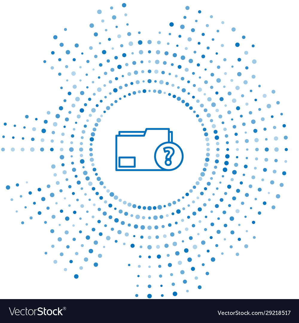 Blue line unknown document folder icon isolated