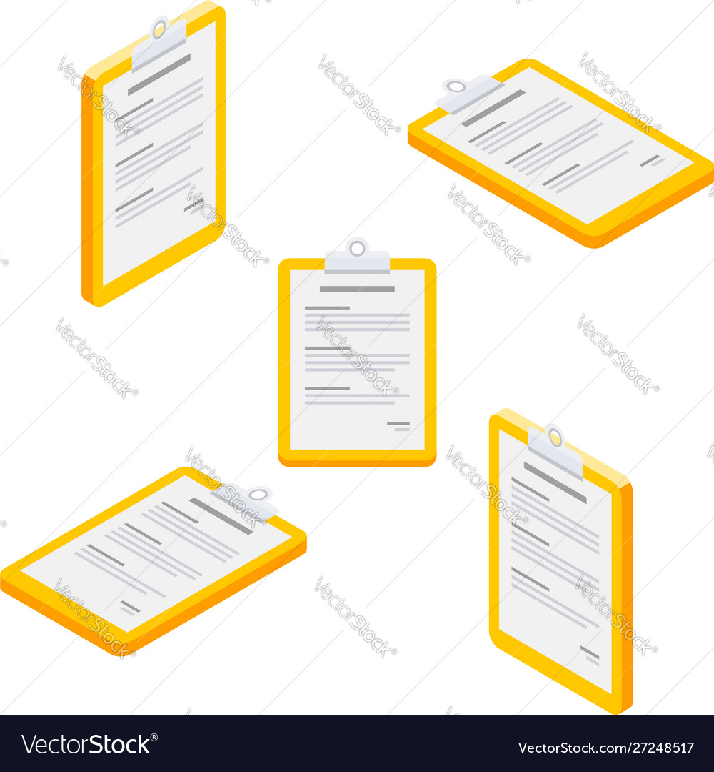 Clipboard document isometric flat icon Royalty Free Vector