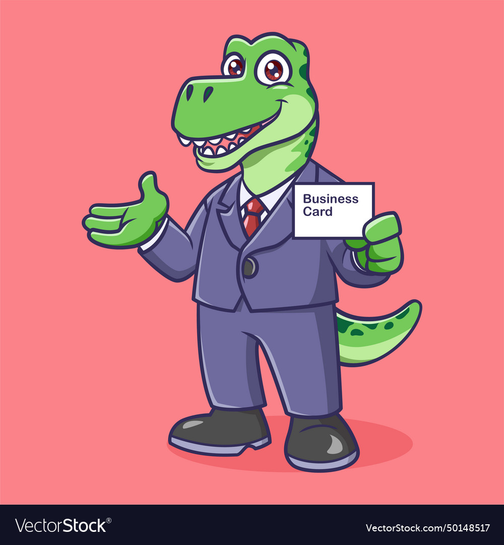 Cute animal dino as businessman character cartoon