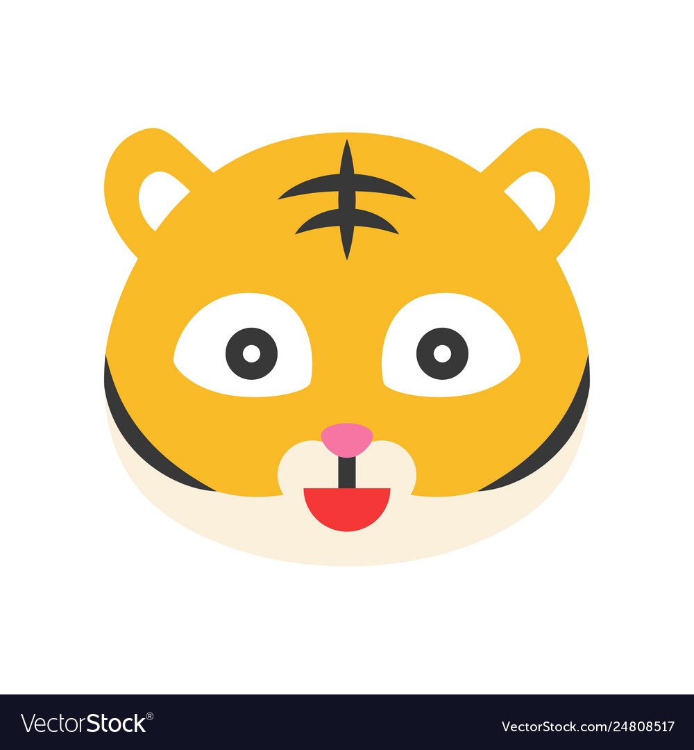 Cute tiger emoticon flat style