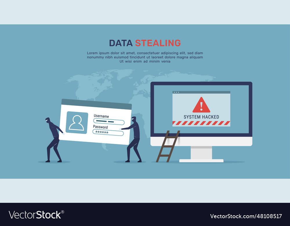 Cyber attack security concept data stealing