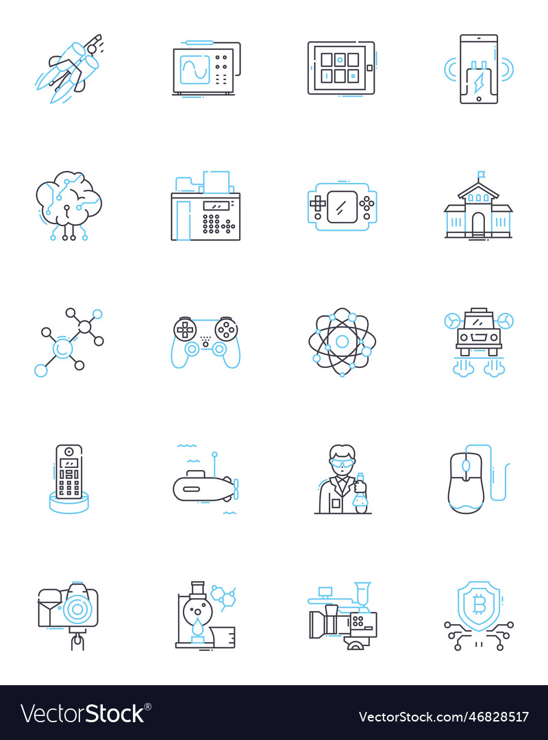 Cyber intelligence linear icons set malware vector image Cyber intelligence linear icons set malware
