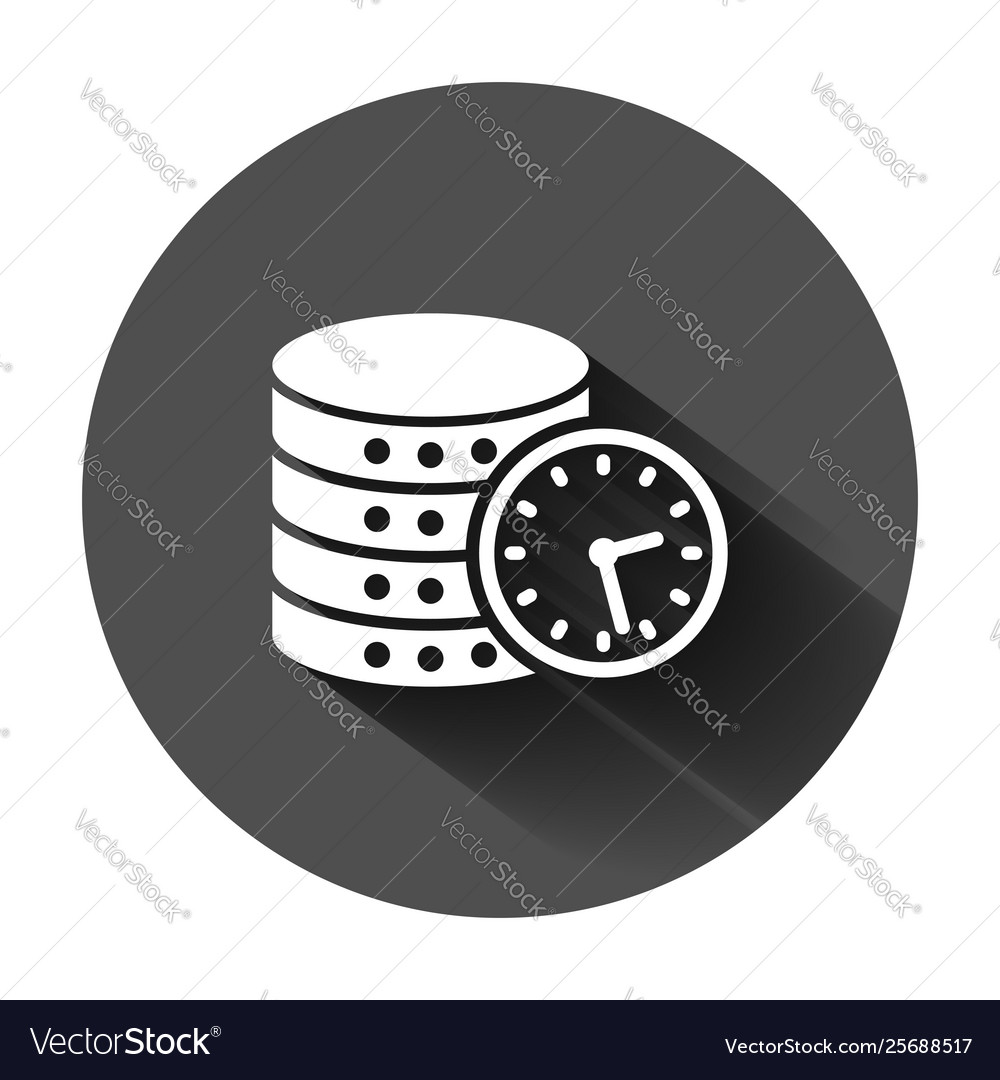 Data center icon in flat style clock on black vector image Data center icon in flat style clock on black
