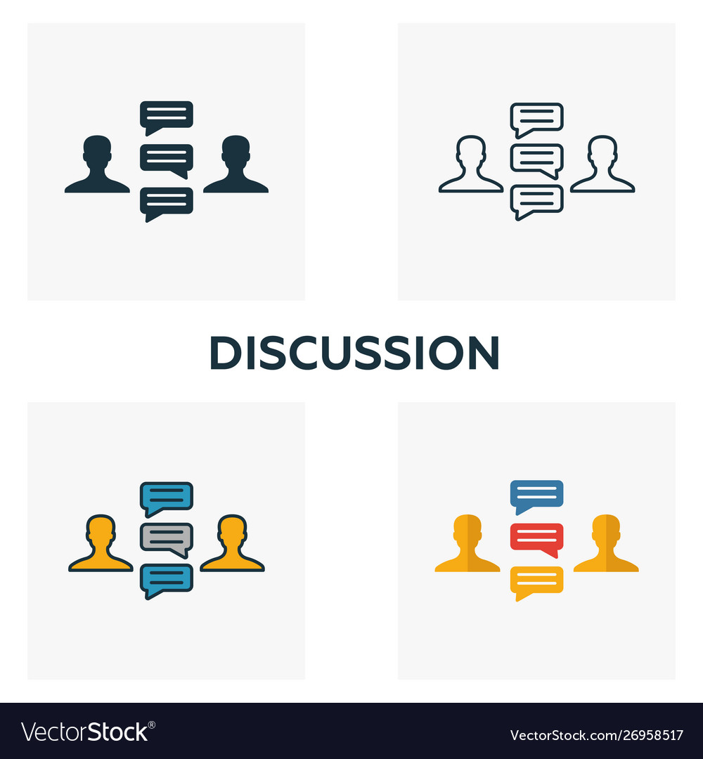 Discussion icon set four elements in different vector image Discussion icon set four elements in different