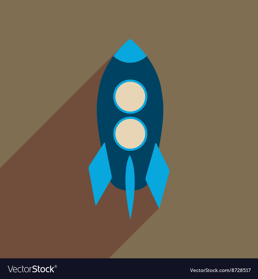 Flat web icon with long shadow rocket