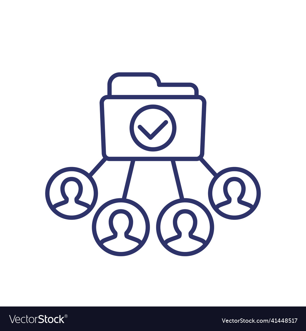 Folder with User Icons Line Art