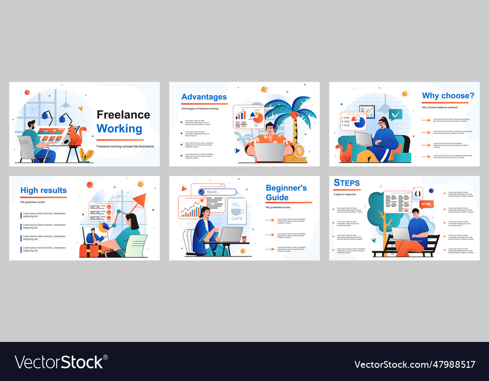 Freelance working concept for presentation slide Vector Image