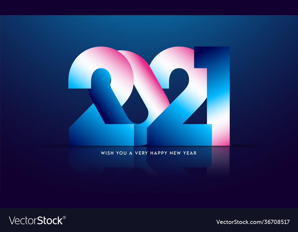 Gradient 2021 number on glossy blue background