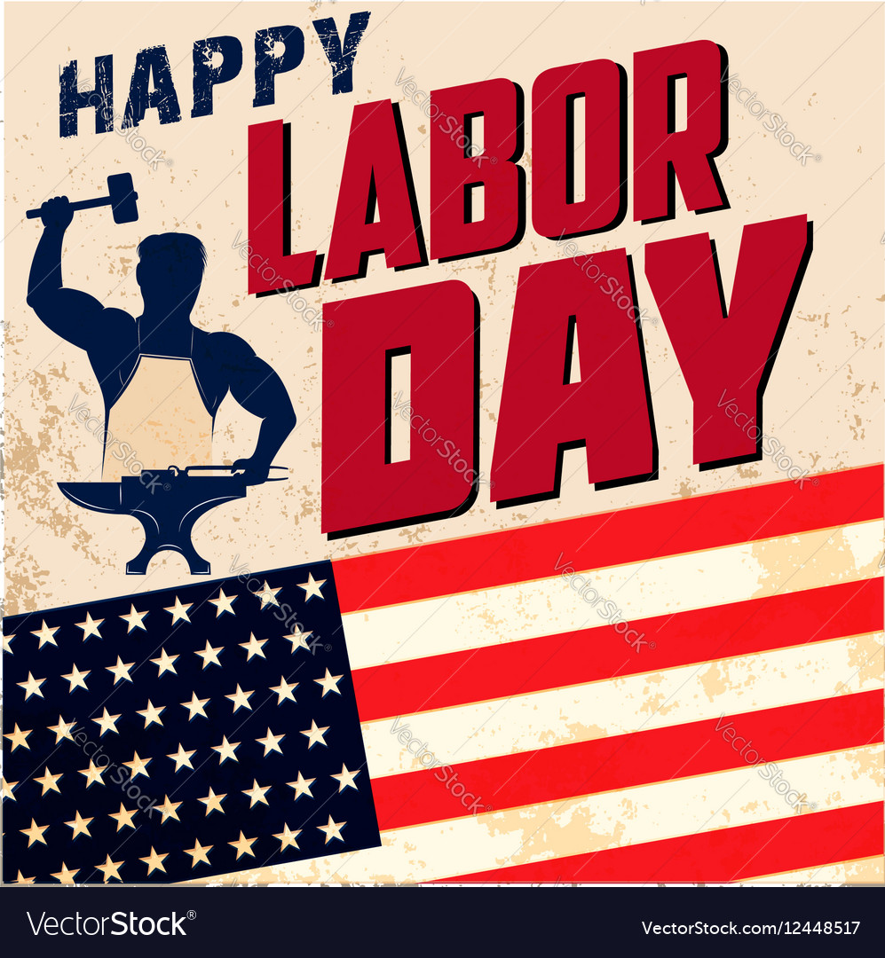Happy labor day card template flag of usa