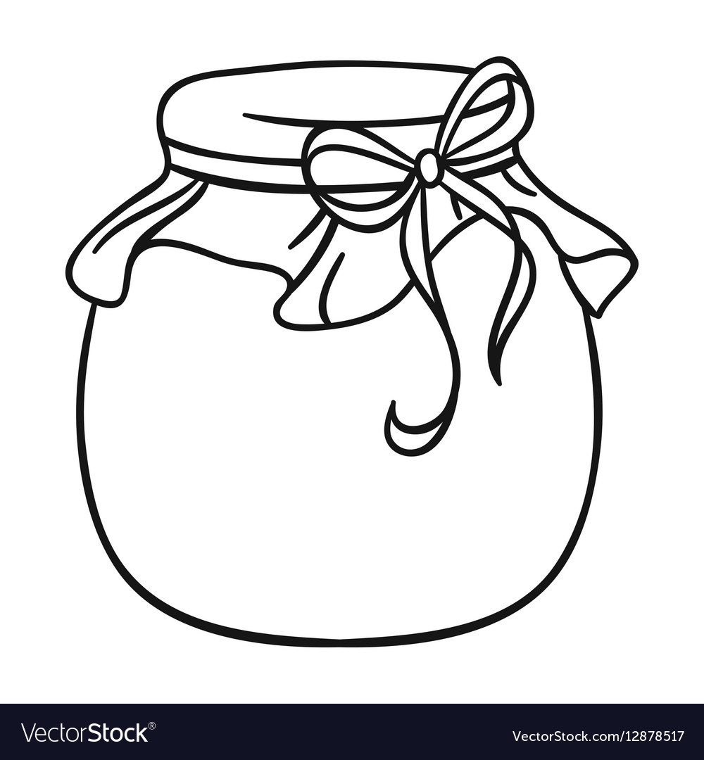 Банки раскраска для детей распечатать Jar of honey icon in outline style isolated Vector Image