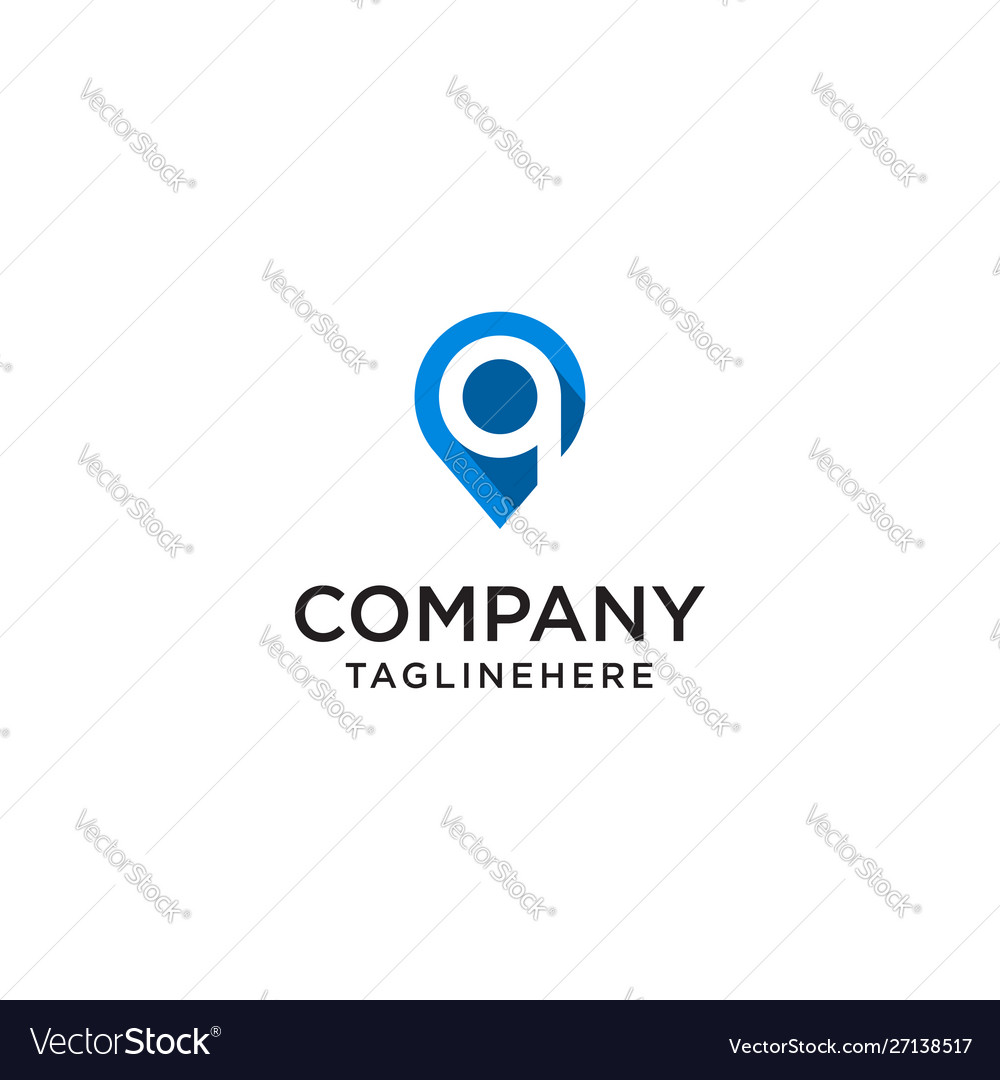 Letter q with map pointer logo design concept