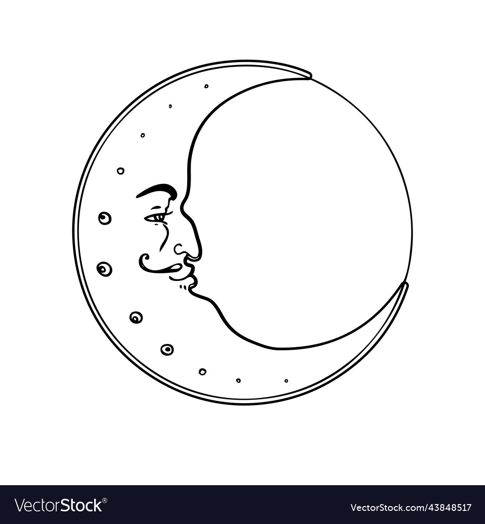 Moon Symbol Tattoo Style Royalty Free Vector Image