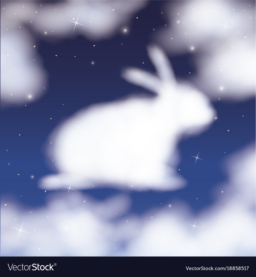 Nightly background with cloud in shape of bunny