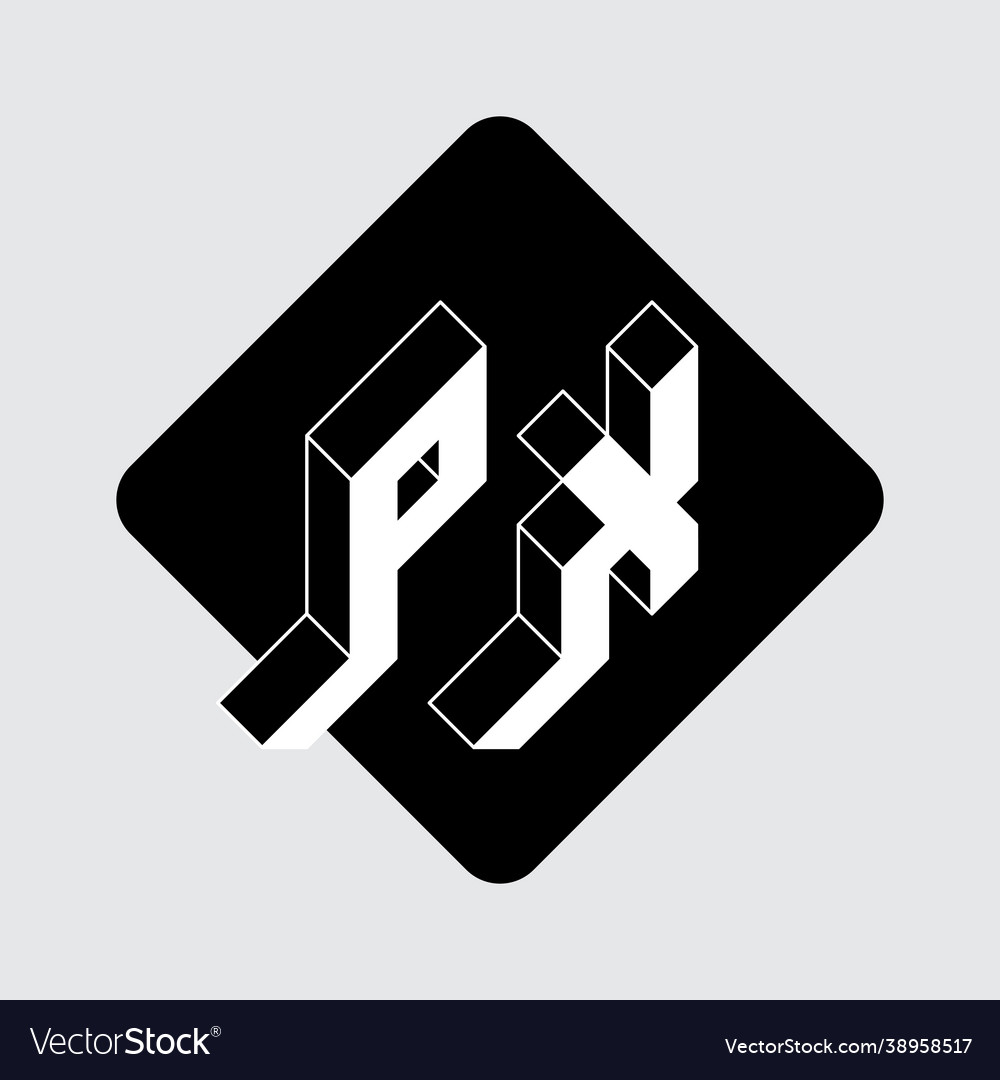 P and x - monogram or logotype isometric 3d font vector image P and x - monogram or logotype isometric 3d font