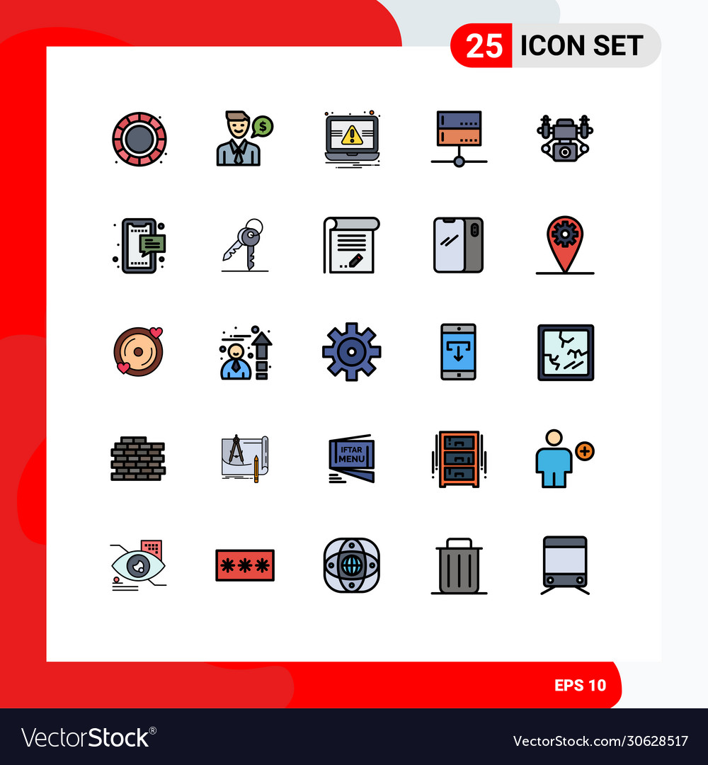 Pictograph set 25 simple filled line flat