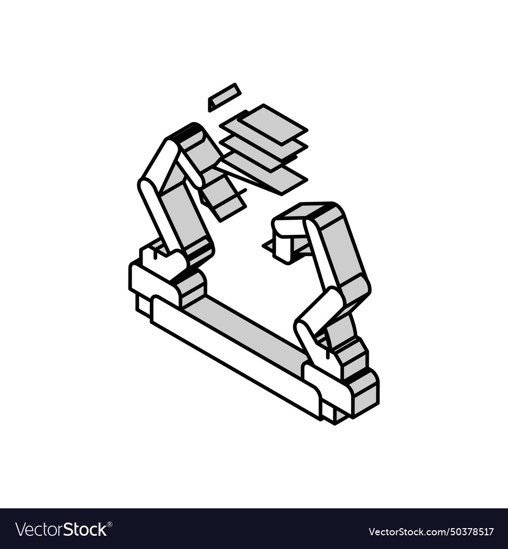Pre-programmed robot isometric icon