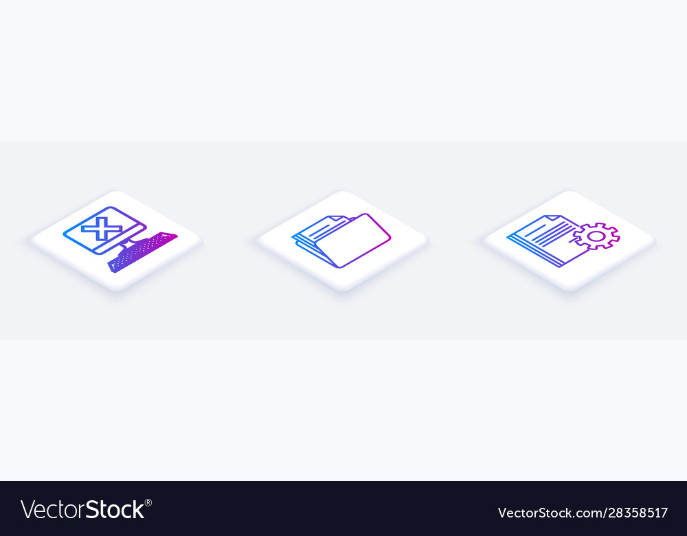 Set isometric line computer with keyboard and x vector image Set isometric line computer with keyboard and x
