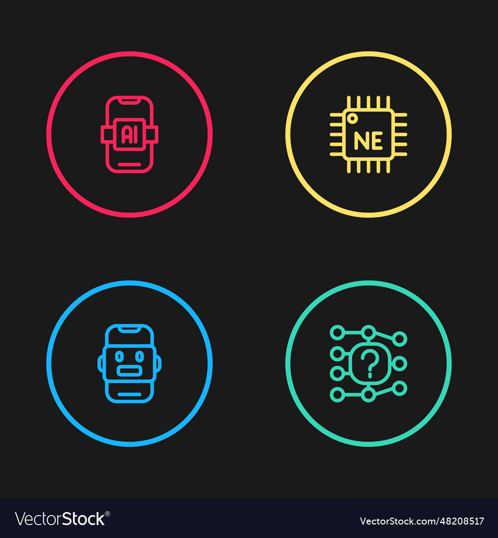 Zeile chat bot neural Netzprozessor cpu vector image Zeile chat bot neural Netzprozessor cpu