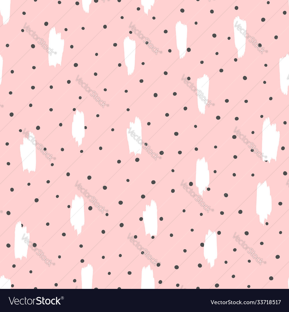 Trendy seamless pattern with round dots and brush Vector Image Trendy seamless pattern with round dots and brush