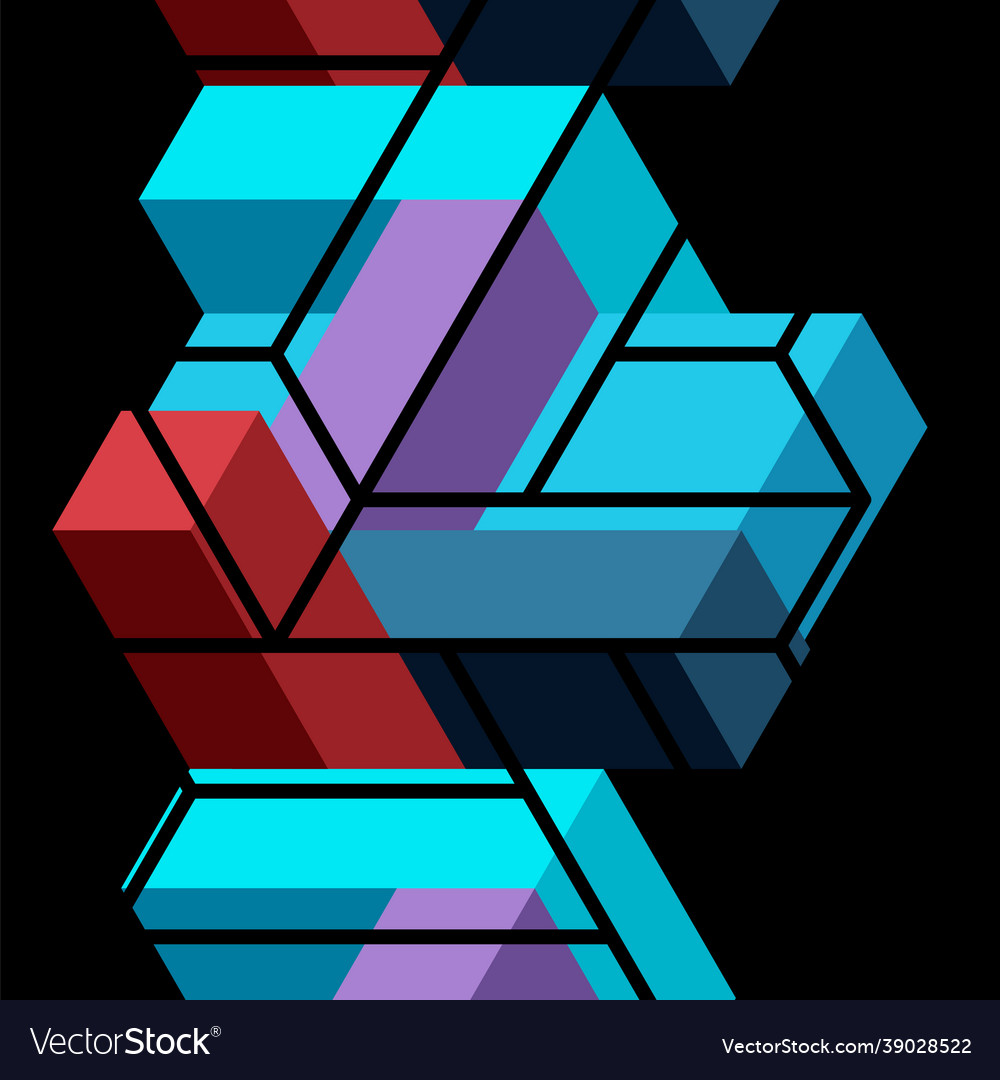 Abstract background 3d cubes cubic elements vector image Abstract background 3d cubes cubic elements
