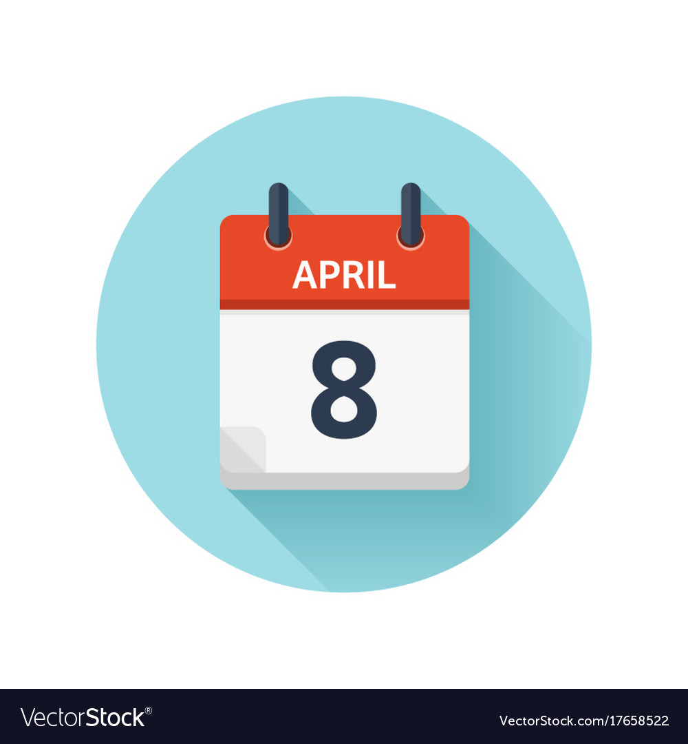 April 8 flat daily calendar icon date Royalty Free Vector