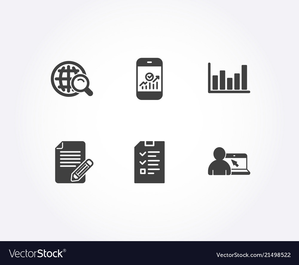Article internet search and interview icons vector image Article internet search and interview icons