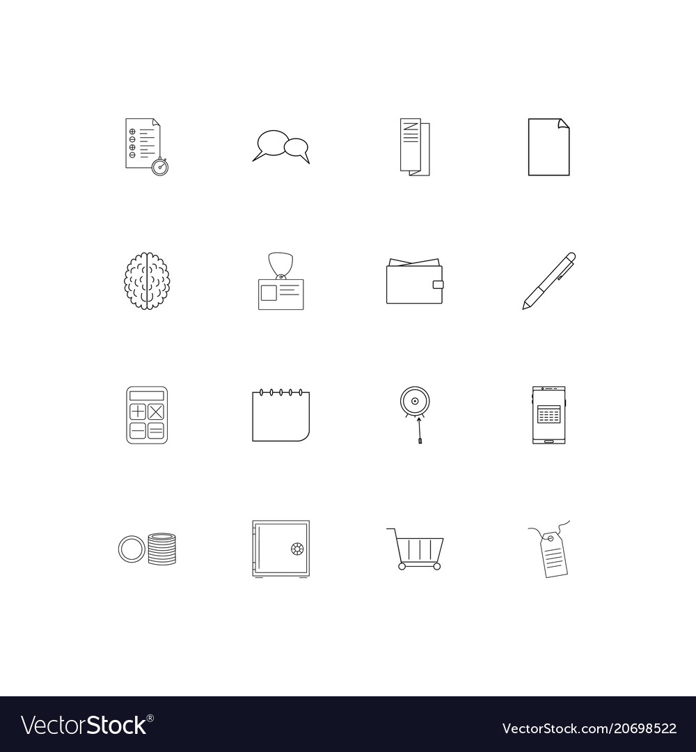 Business simple linear icons set outlined