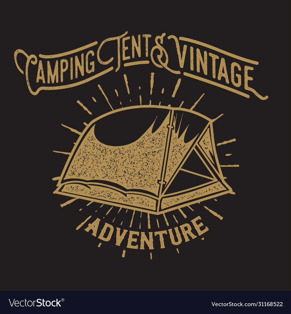 Camping vintage tent adventure outdoor logo old