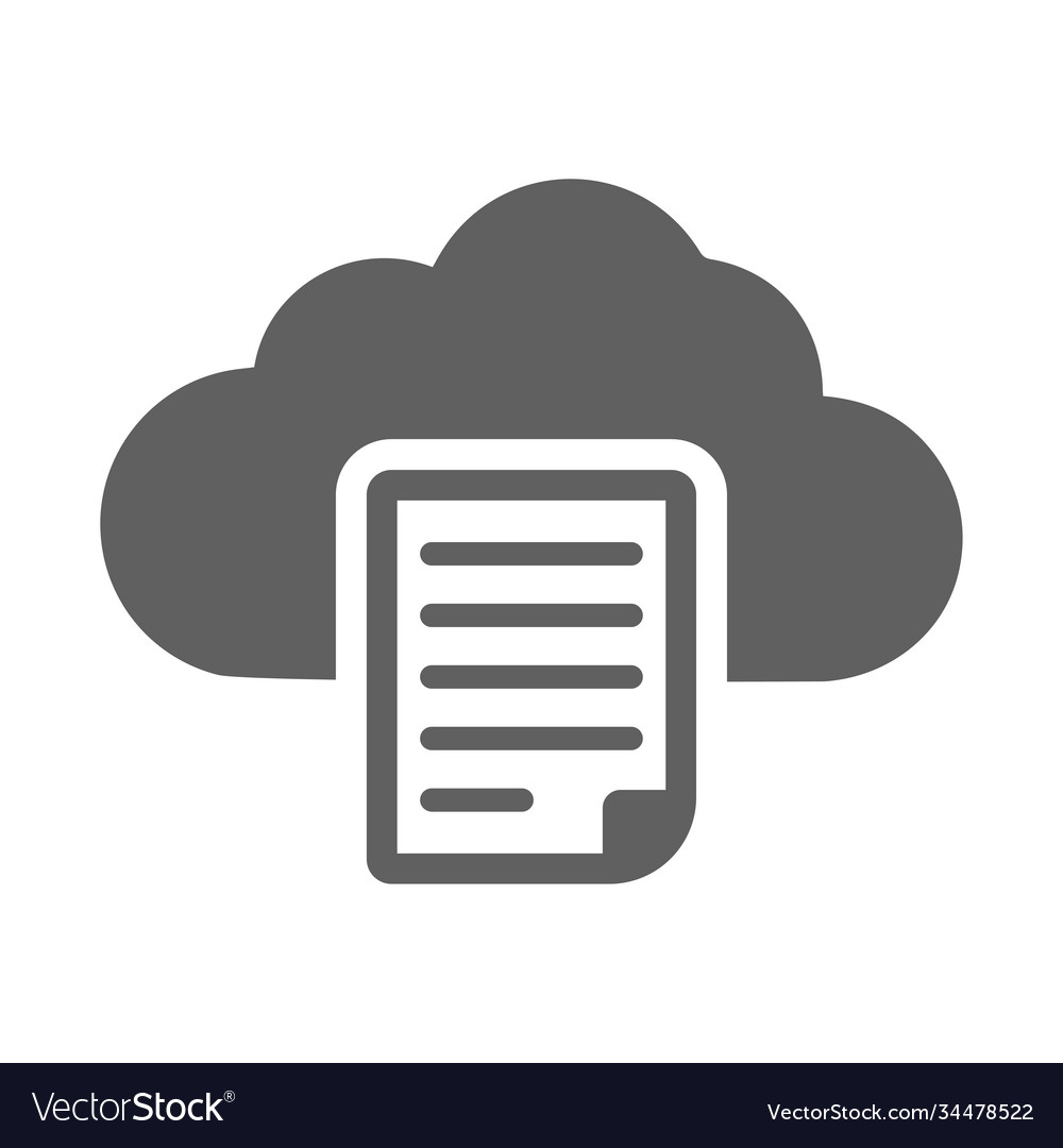 Cloud computing document text icon gray color