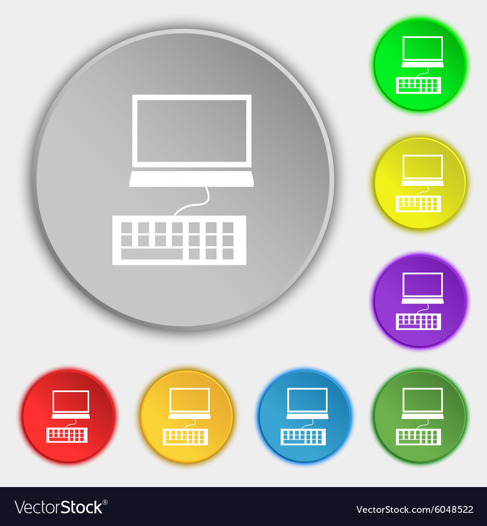 Computer monitor and keyboard icon symbols Vector Image
