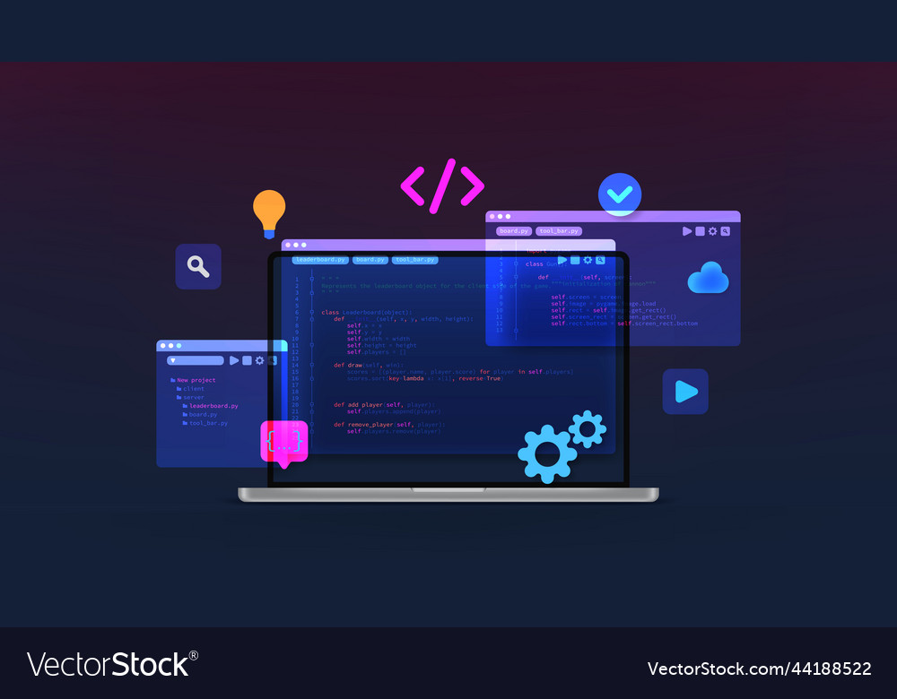 Concept of computer programming Royalty Free Vector Image