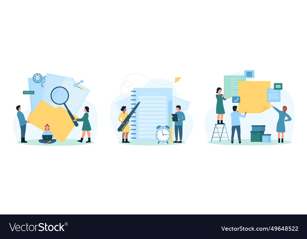 Data management and daily task organization set vector image Data management and daily task organization set