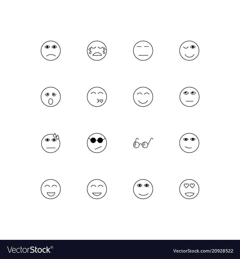 Emoticons linear thin icons set outlined simple