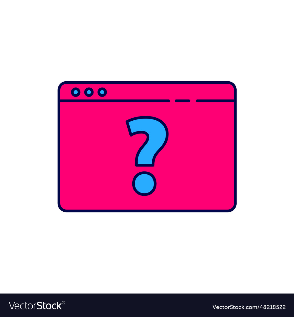 Filled outline browser with question mark icon vector image Filled outline browser with question mark icon