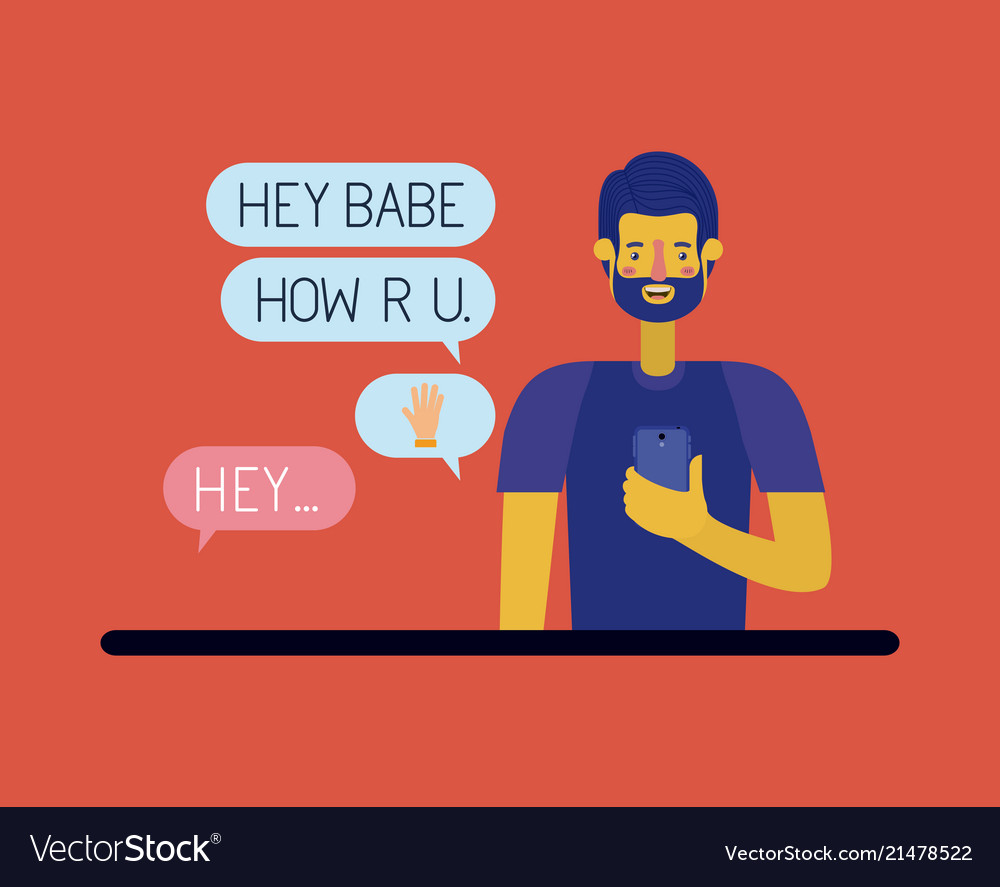 Man chating with smartphone