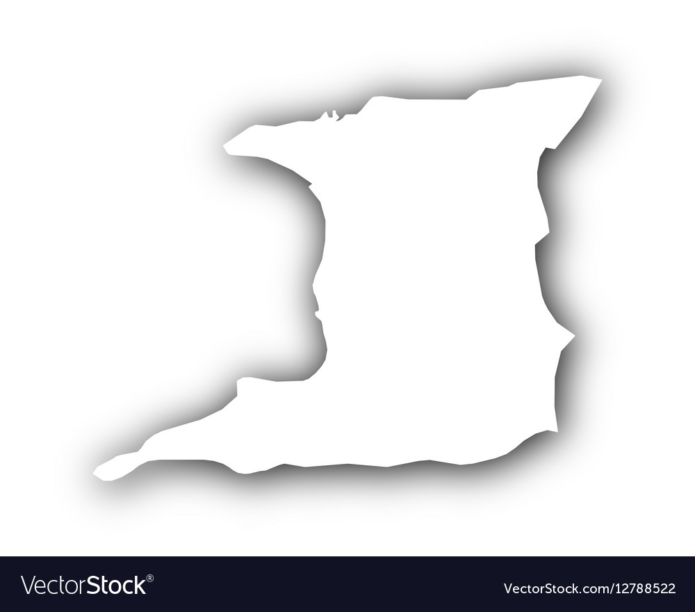 Blank Map Of Trinidad Map Of Trinidad And Tobago With Shadow Royalty Free Vector