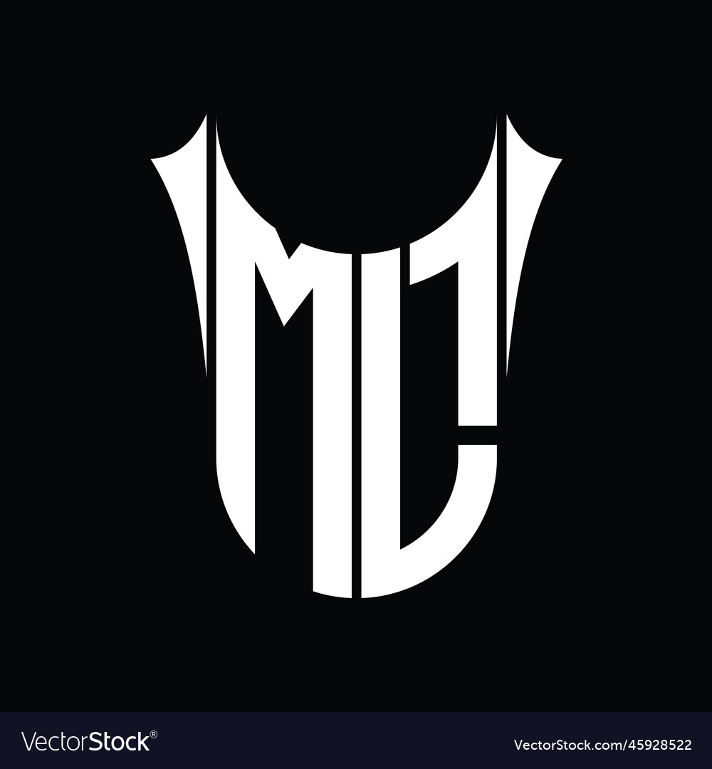 Ml logo monogram shield sharp half round shape