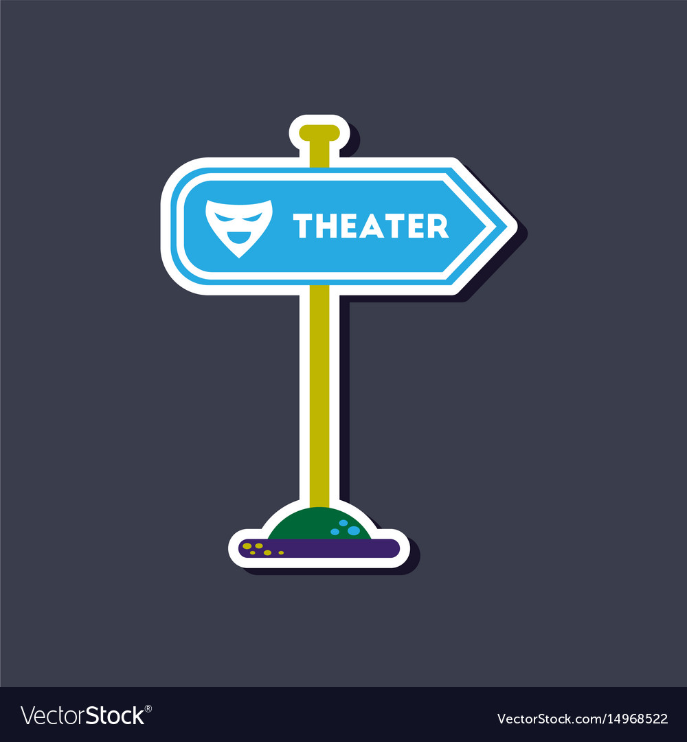 Paper sticker on stylish background theater sign