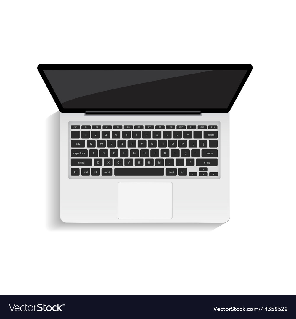 Realistic laptop on blue background top view Vector Image