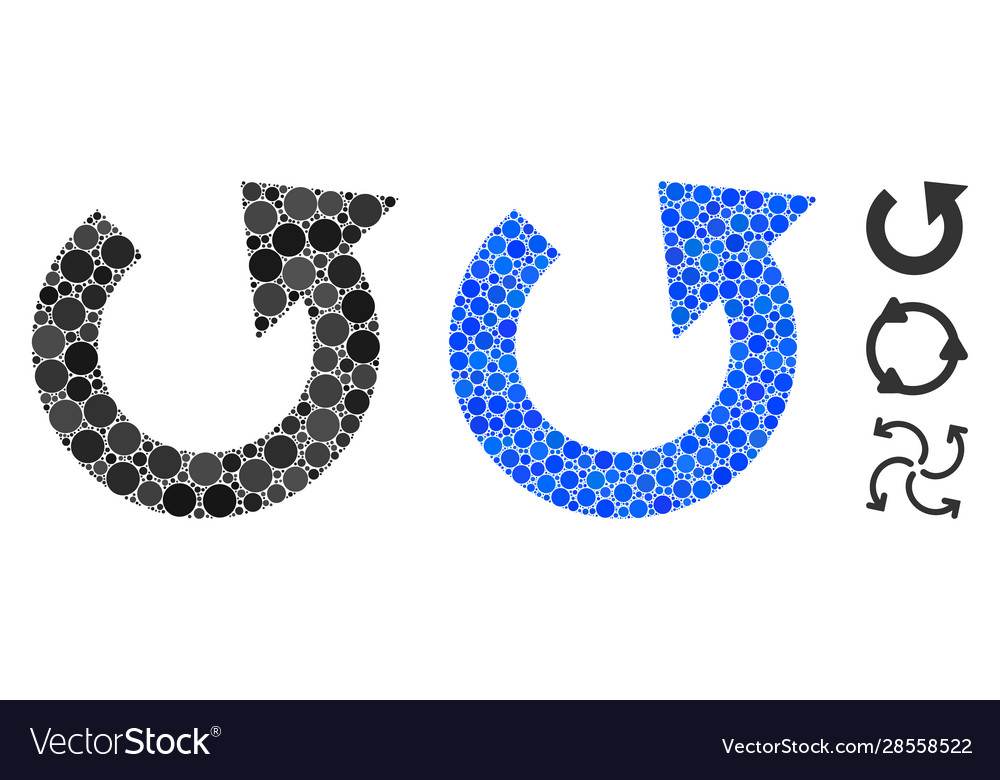 Rotate ccw mosaic icon round dots vector image Rotate ccw mosaic icon round dots