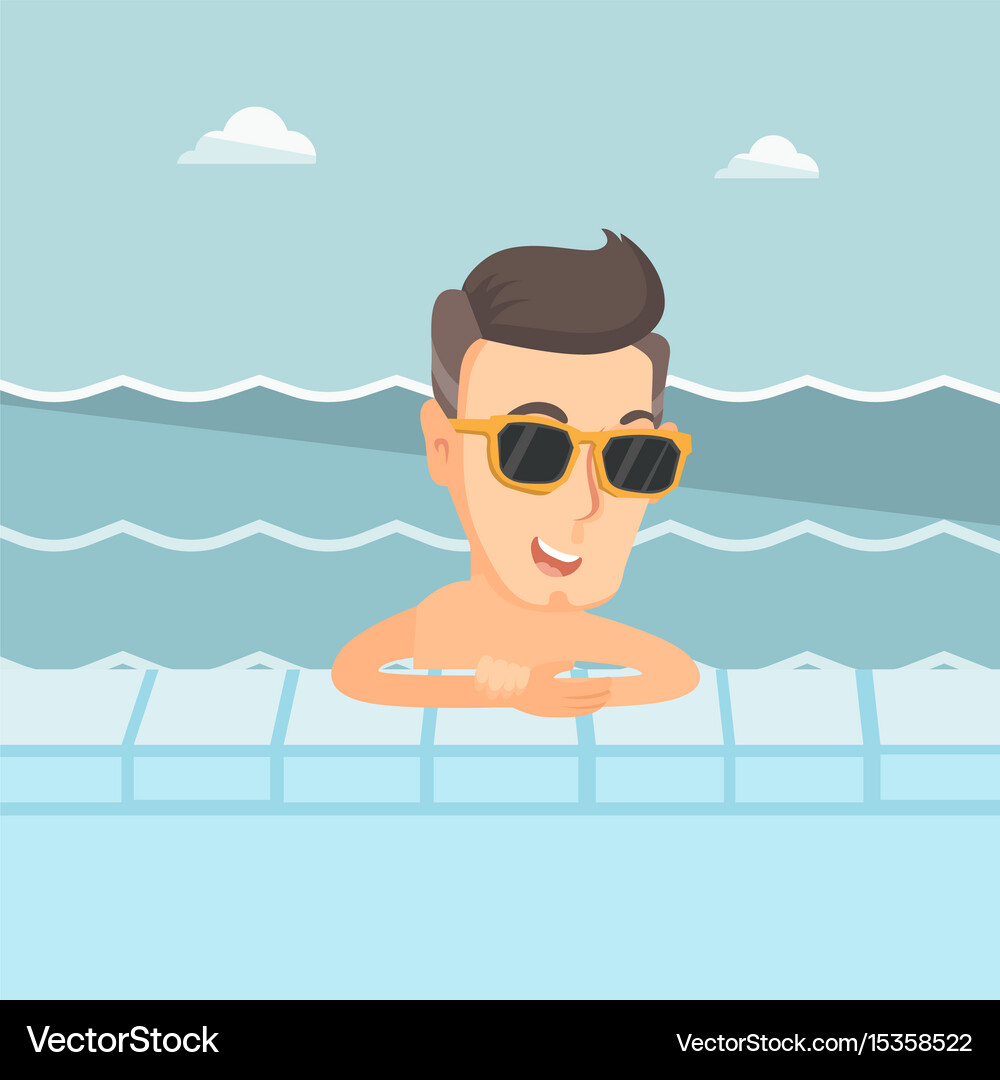 Smiling young man in swimming pool Royalty Free Vector Image