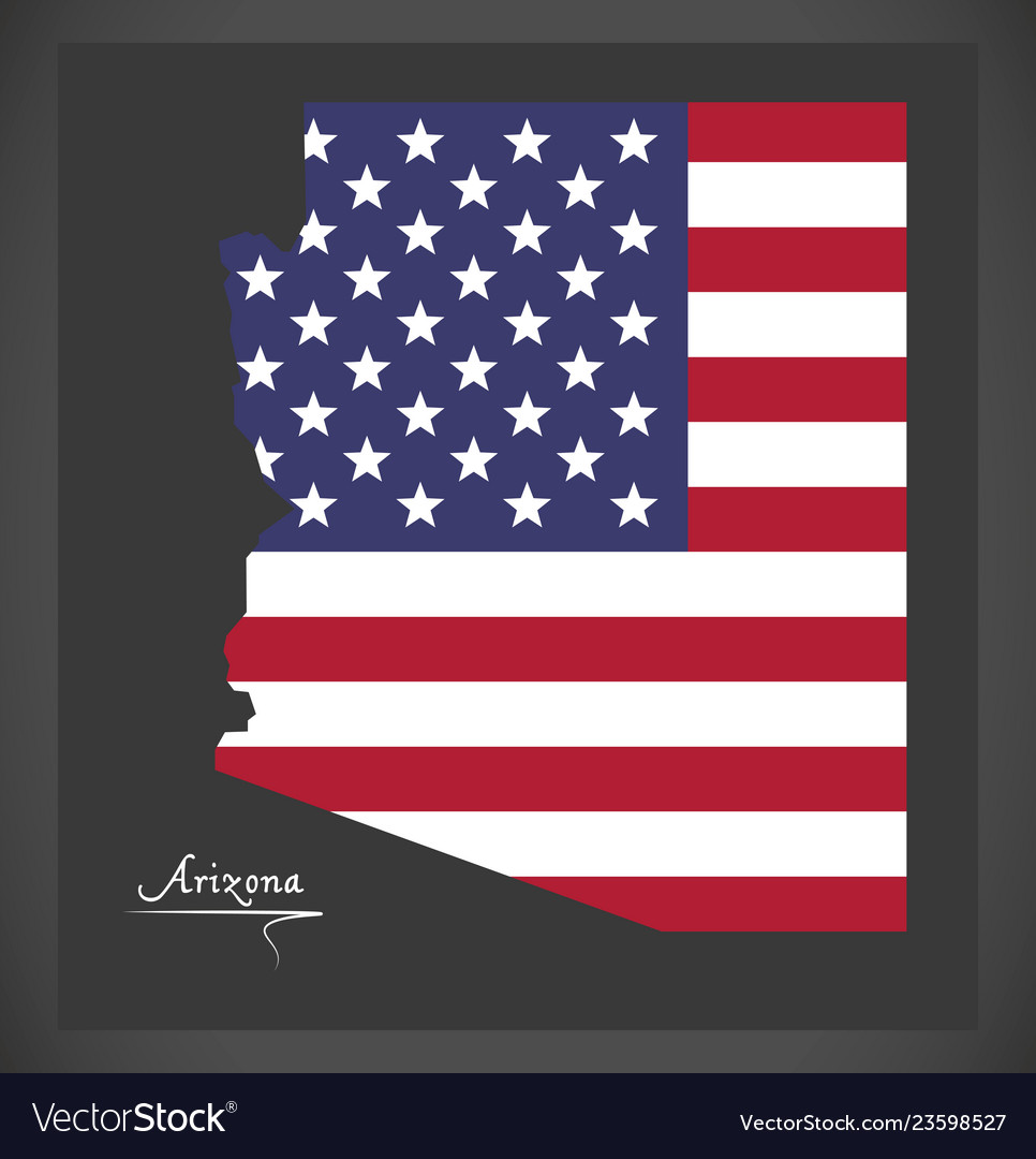 Arizona map with american national flag vector image Arizona map with american national flag